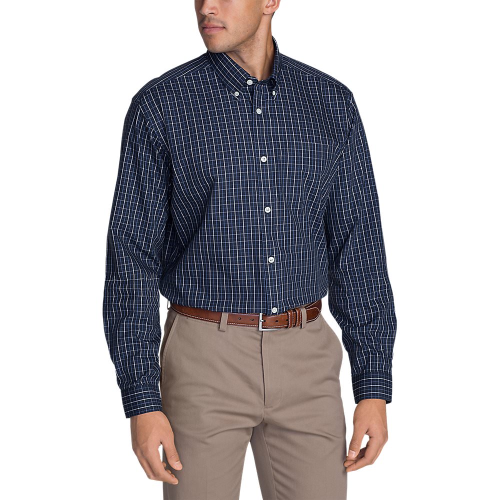 Eddie Bauer Men's Wrinkle-Free Relaxed Fit Pinpoint Oxford Shirt ...