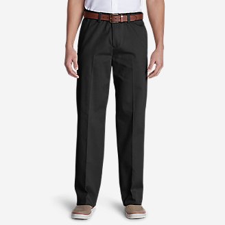Men's Wrinkle-Free Relaxed Fit Comfort Waist Flat Front Casual Performance Chino Pants in Black