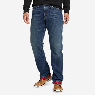 Men's Flannel-Lined Flex Jeans - Straight Fit in Gray