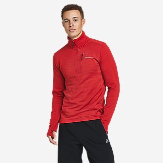 Men's Grid Fleece 1/2-Zip Mock in Red