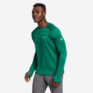 Men's High Route Grid Air Long-Sleeve Crew in Green