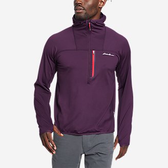 Men's High Route Grid Fleece 1/2-Zip Hoodie in Purple