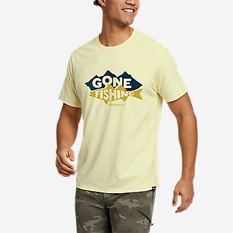Men's EB Gone Fishing Graphic T-Shirt in Yellow