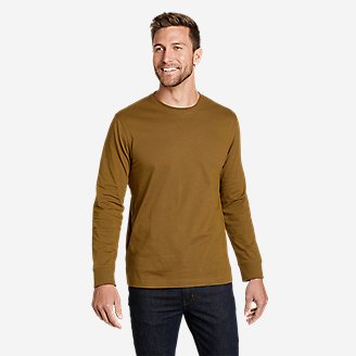 Men's Legend Wash Cotton Long-Sleeve Classic T-Shirt in Brown