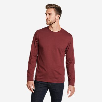 Men's Legend Wash 100% Cotton Long-Sleeve Classic T-Shirt in Red