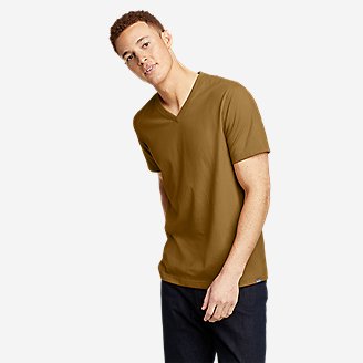 Men's Legend Wash Cotton Short-Sleeve V-Neck T-Shirt in Brown