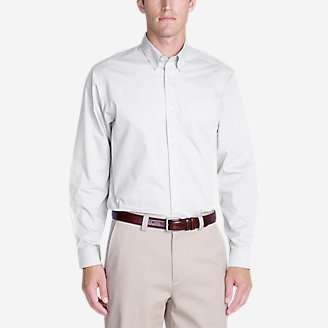 Men's Wrinkle-Free Relaxed Fit Pinpoint Oxford Shirt - Solid Long-Sleeve in White