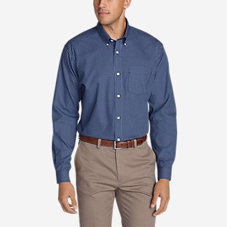 Men's Wrinkle-Free Relaxed Fit Pinpoint Oxford Shirt - Blues in Blue