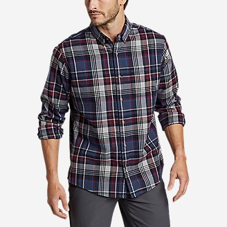 MOUTEN Mens Long Sleeve Washed Denim Flannel Button Down Plaid Printed Casual Shirts