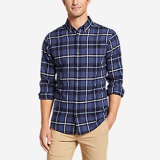 MOUTEN Mens Long Sleeve Washed Denim Flannel Button Down Plaid Printed Casual Shirts