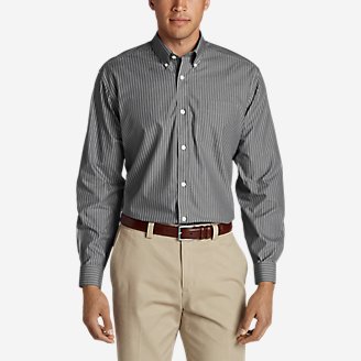 Men's Wrinkle-Free Pinpoint Oxford Classic Fit Long-Sleeve Shirt - Seasonal Pattern in Gray