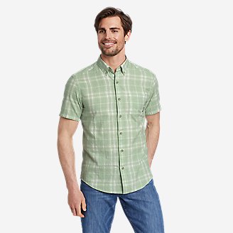 Men's Tidelands Short-Sleeve Yarn-Dyed Textured Shirt in Green