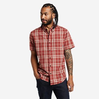 Men's Tidelands Short-Sleeve Yarn-Dyed Textured Shirt in Red