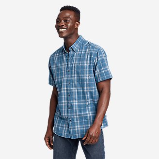 Men's Tidelands Short-Sleeve Yarn-Dyed Textured Shirt in Blue