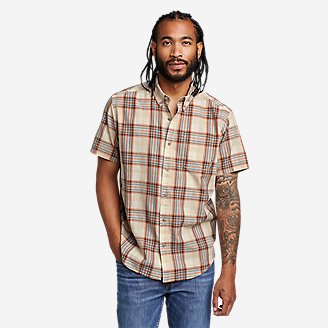 Men's Tidelands Short-Sleeve Yarn-Dyed Textured Shirt in Beige