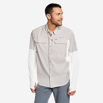 Men's Twin Fin Hybrid Long-Sleeve Fishing Shirt in White