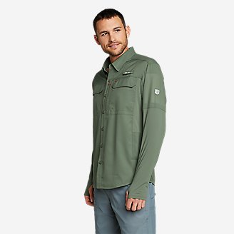 Men's Twin Fin Hybrid Long-Sleeve Fishing Shirt in Green