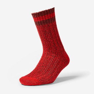 Women's Ragg Crew Socks in Red
