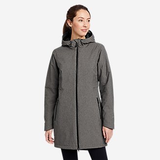 Women's Cloud Cap Stretch Insulated Trench Coat in Gray
