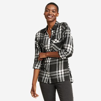 Women's Fremont Flannel Long-Sleeve Straight-Hem Shirt in Gray