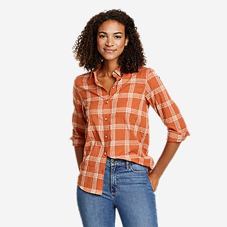 Women's Packable Long-Sleeve Shirt in Red