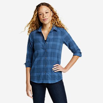 Women's Packable Long-Sleeve Shirt in Blue
