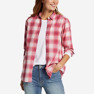 Women Henley Shirts Casual Plaid Roll Up Sleeve V Neck Buttton Down Blouse Pullover