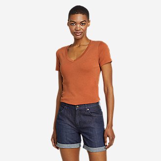 Women's Favorite Short-Sleeve V-Neck T-Shirt in Brown