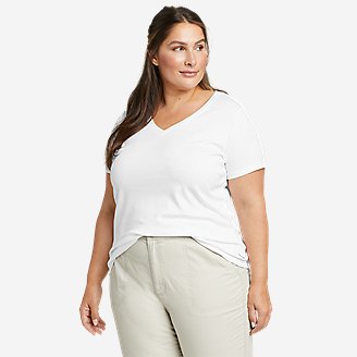 v neck white t shirt women's