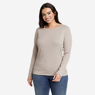 Women's Favorite Long-Sleeve Crewneck T-Shirt in Beige