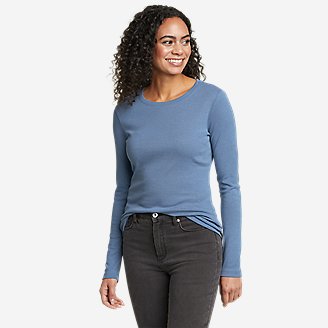 Women's Favorite Long-Sleeve Crewneck T-Shirt in Blue