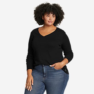 Women's Favorite Long-Sleeve V-Neck T-Shirt in Black