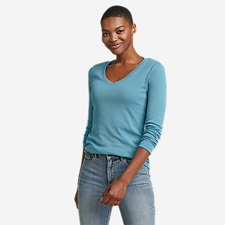 Women's Favorite Long-Sleeve V-Neck T-Shirt in Blue
