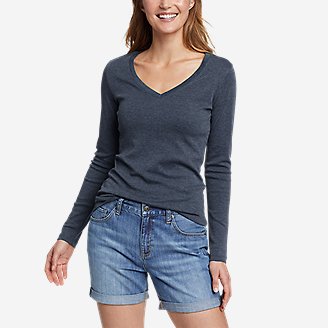 Women's Favorite Long-Sleeve V-Neck T-Shirt in Blue