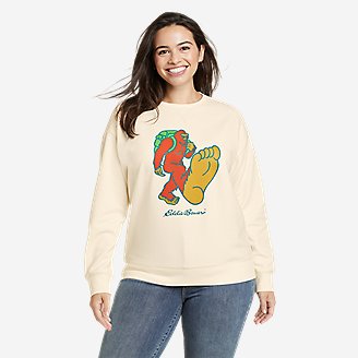 Women's Cozy Camp Crewneck Sweatshirt - Print in White