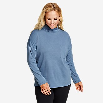 Women's Favorite Long-Sleeve Mock-Neck T-Shirt in Blue