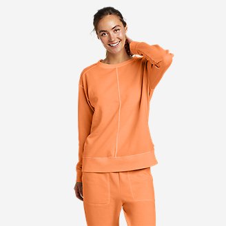 Women's Cozy Camp Easy Fleece Sweatshirt - Garment Dye in Orange