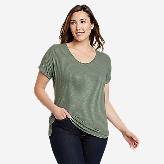 Women's Sunwashed Stripe Short-Sleeve Scoop Neck in Green