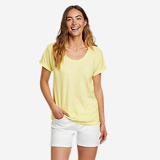 Women's Sunwashed Stripe Short-Sleeve Scoop Neck in Yellow
