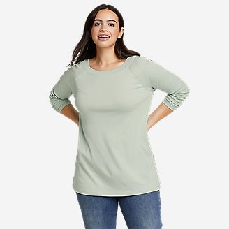 Women's Favorite Long-Sleeve Slit Hem Tunic in Green