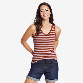 Women's Favorite V-Neck Tank- Stripe in Red