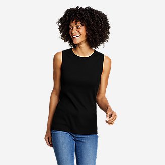 Women's Essentials Ribbed Layering Tank in Black