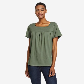 Mountain Town Square Neck Short-Sleeve T-Shirt in Green