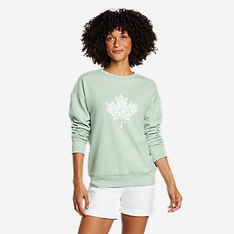Women's Forest Maple Leaf Graphic Sweatshirt in Green