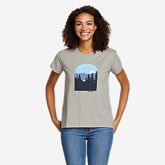 Women's Tent Under The Stars Graphic T-Shirt in Gray