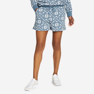 Women's Cozy Camp Fleece Shorts - Print in Blue