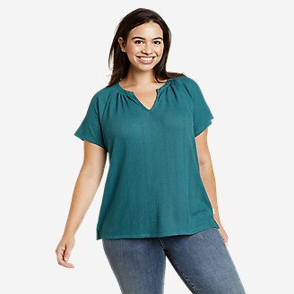 Women's Mountain Town Texture Short-Sleeve T-Shirt in Blue