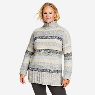 Women's Rest & Repeat Funnel-Neck Sweater - Stripe in Blue
