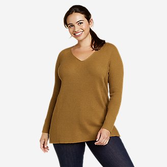 Women's Tellus V-Neck Sweater in Brown
