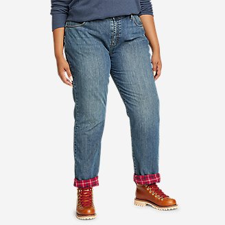 Women's Boyfriend Flannel-Lined Jeans in Blue